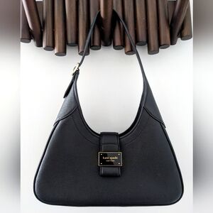 Kate spade Gold and Black Shoulder Bag with Hobo Shape and Metallic Clasp - NWOT